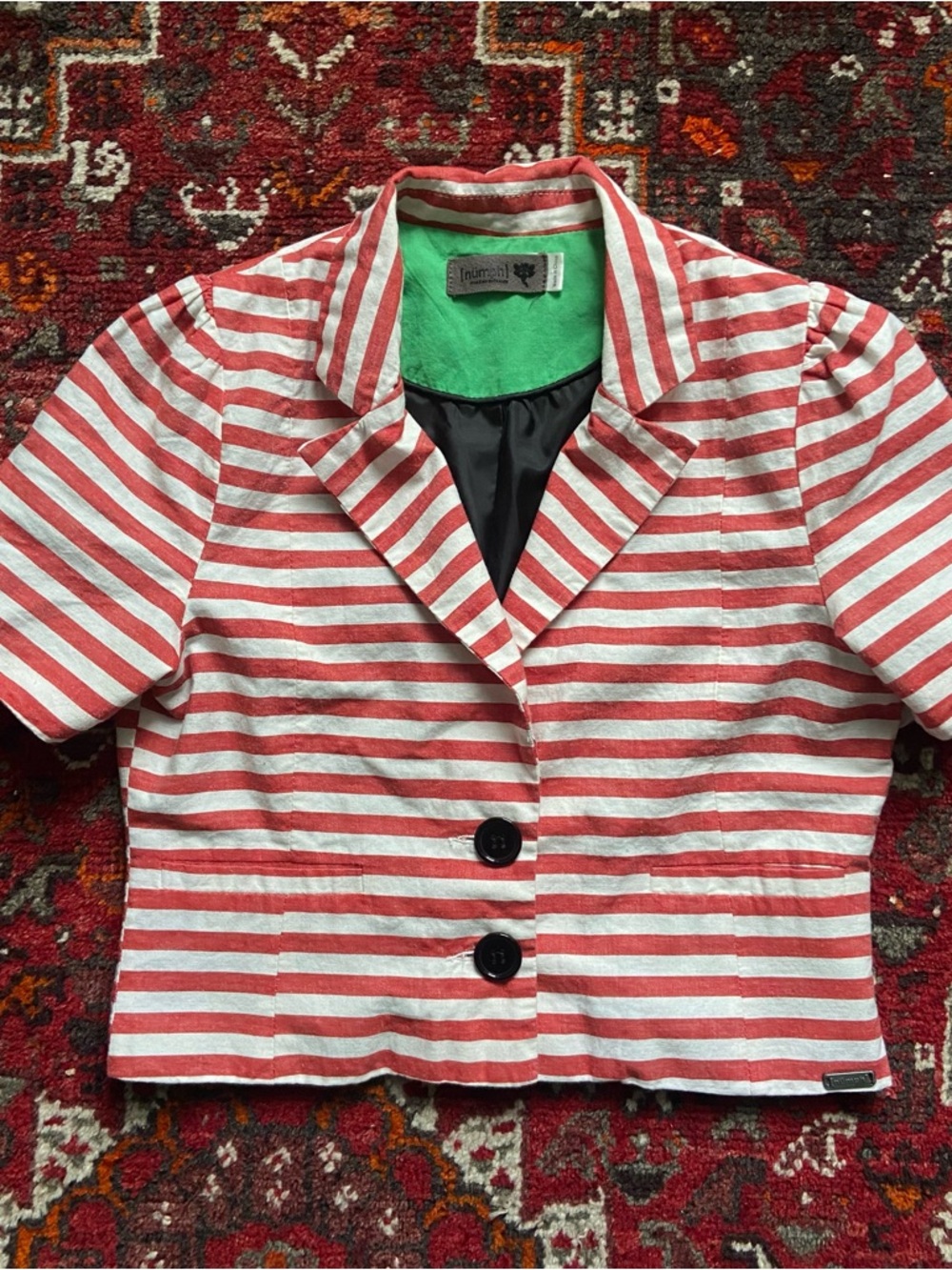 Vintage Y2K Striped Red & White Cropped Blazer